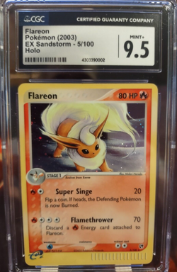 Pokemon TCG Flareon Holo EX Sandstorm 9.5 MINT+ CGC Graded 5/100 2003 - Image 1