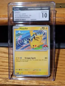 2024 Pokemon Pikachu 190 Black Star Promo World Championship Cgc 10 - Image 1