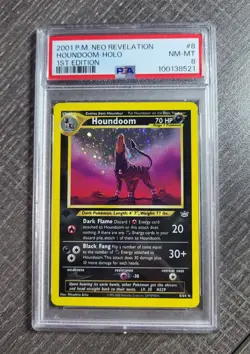 PSA 8 1st Edition Houndoom Neo Revelation 8/64 Pokemon Card SWIRL - Image 1