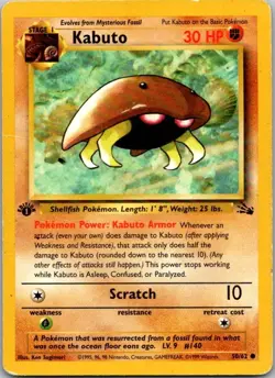 Kabuto 1st Edition Fossil 50/62 HP Pokemon Card “Kabuto King” - Image 1