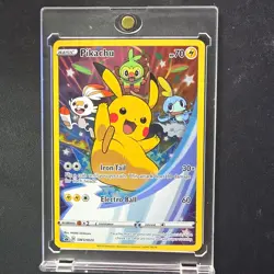 Pokemon Pikachu SWSH020 Sword & Shield Promo Holo Card Iron Tail Electro Ball - Image 1