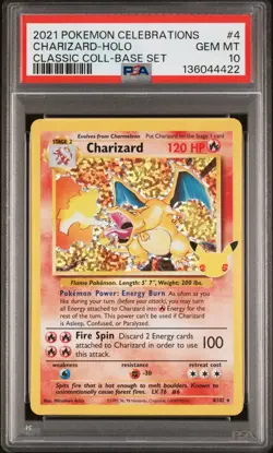 CHARIZARD 2021 POKEMON CELEBRATIONS CLASSIC HOLO RARE 4/102 PSA 10 - Image 1
