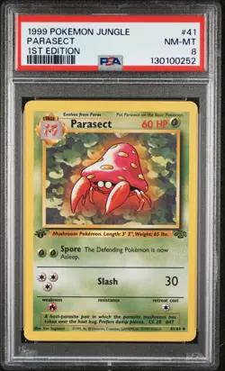 1999 POKEMON JUNGLE 1ST ED #41 PARASECT PSA 8 - Image 1