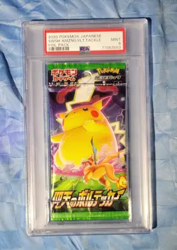 PSA 9 Japanese Amazing Volt Tackle Booster Pack Foil Mint Pokemon SWSH Pikachu - Image 1