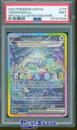 Pokemon Card PSA 9 Terapagos ex 170/142 SIR Stellar Crown Rare FA Holo 2024 - Image 1