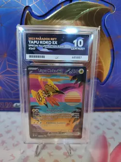 Pokemon TCG PERFECT ACE 10!!! Tapu Koko EX Paradox Rift Holo Card 247/182 - Image 1