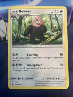Pokemon TCG Sun and Moon Base Set LP Bewear 112/149 - Image 1