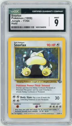 1999 Pokemon Jungle Snorlax 11/64 Holo CGC 9 - Image 1