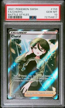 PSA 10 Gem Mint Cheryl 159/163 Battle Styles Trainer Holo Full Art Pokemon Card - Image 1