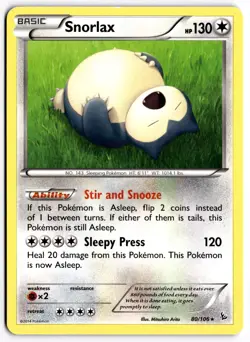 Pokemon TCG Snorlax 80/106 XY Flashfire Regular Rare - Image 1