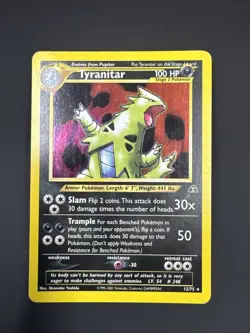 Pokemon TCG Tyranitar Card Neo Discovery 12/75 Unlimited Edition Holo Rare - Image 1