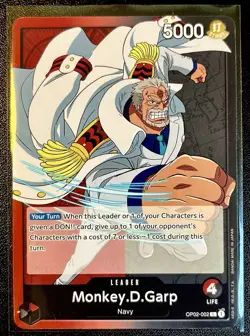 Monkey.D.Garp (OP02-002) Full Art Mint Condition One Piece Leader Card - Image 1