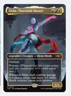 Elsha, Threefold Master | MTG TDC Foil Borderless | Monk Tokens Prowess | Mythic - Image 1