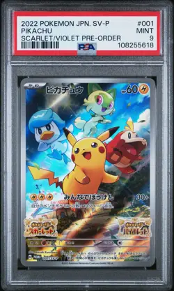 PSA 9 Pikachu 001/SV-P Scarlet Violet Pre-Order Promo Japanese Pokemon Promo - Image 1