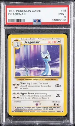 1999 POKEMON BASE SET UNLIMITED #18 DRAGONAIR PSA 9 - Image 1