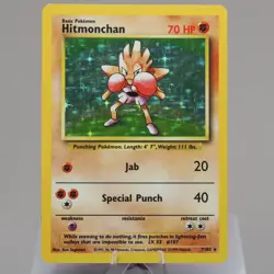 Pokemon TCG - Hitmonchan 7/102 Base Set Holo Rare WOTC 1999 - LP - Indent - Image 2