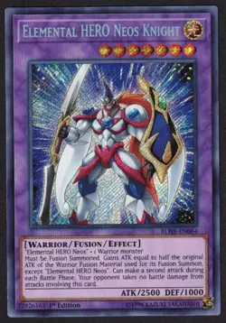 Yugioh Elemental HERO Neos Knight BLHR-EN064 Secret Rare 1st Ed - VLP - Image 1
