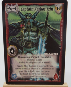 WARLORD Saga of the Storm CCG Character Card CAPTAIN KARKOS TZIN 040/158 - Image 1