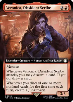 MTG Veronica, Dissident Scribe Extended Art - Fallout Commander #395 - Image 1