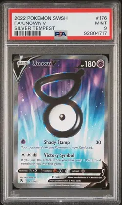 2023 POKEMON SWORD & SHIELD SILVER TEMPEST UNOWN V 176 PSA MINT 9 - Image 1
