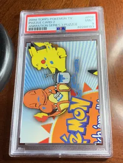 2000 Topps Pokemon TV #P02 Puzzle Card 2 Animation Series 3 PSA 9 MINT - Image 1