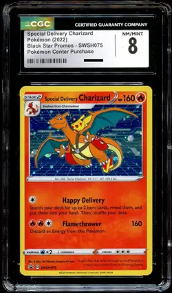 CGC 8 NM-MINT Special Delivery Charizard SWSH075 HOLO PROMO Pokemon CENTER Card - Image 2