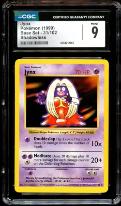 CGC 9 MINT Jynx 31/102 SHADOWLESS Base Set Pokemon Card 143 - Image 2