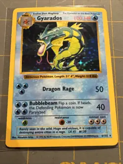 Pokemon TCG Gyarados Shadowless Holo Base Set 6/102 Unlimited Rare Card - Image 1