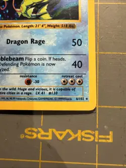 Pokemon TCG Gyarados Shadowless Holo Base Set 6/102 Unlimited Rare Card - Image 4