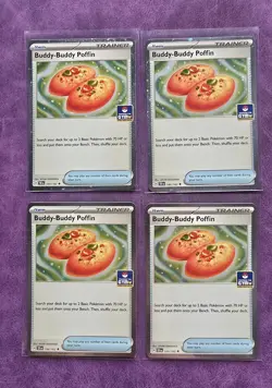 Pokemon 4X Buddy Buddy Poffin Holo Gym Promo Asia Stamp Playset 144/162 M-NM - Image 1