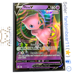 2021 Mew V Ultra Rare 113/264 Sword & Shield Fusion Strike Pokemon card NM/LP - Image 1