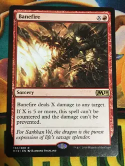 C5487 MAGIC MTG CORE SET 2019 M19 BANEFIRE #130 LP RARE - Image 1