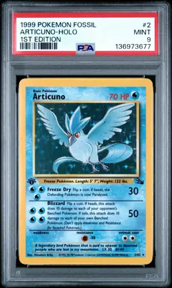 1999 Pokemon Fossil Articuno Holo 1st Edition PSA 9 #2 - Image 1