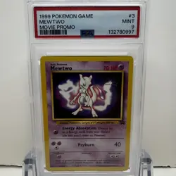 1999 Pokemon Game Movie Promo (Black Star Promo #3) Mewtwo - PSA 9 MINT - Image 1
