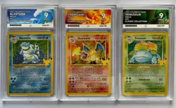 Pokemon Celebrations Blastoise, Charizard & Venusaur Holo Sequential ACE 9 Set - Image 1