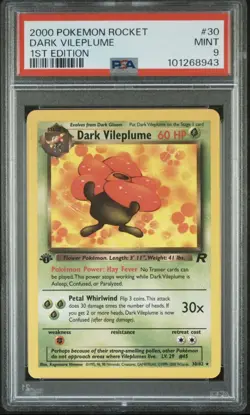 2000 Pokemon Rocket 1st Edition #30 DARK VILEPLUME (rare) PSA 9 - Image 1