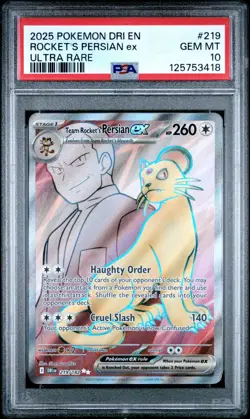 POKEMON TEAM ROCKET'S PERSIAN EX 219/182 ULTRA RARE PSA 10 DESTINED RIVALS - Image 1