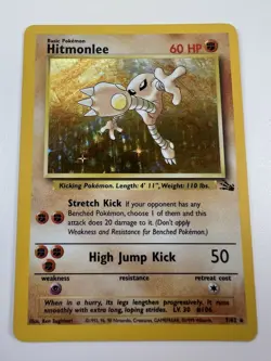 Pokemon TCG Hitmonlee Fossil Holo Card 7/62 Unlimited - Image 1