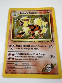 Blaine's Arcanine Pokemon Card 1/132 Gym Challenge Holo NM - MP - Image 1