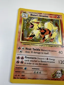 Blaine's Arcanine Pokemon Card 1/132 Gym Challenge Holo NM - MP - Image 3
