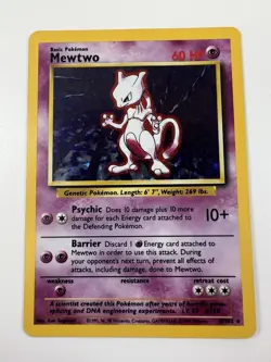 Pokemon TCG Mewtwo Rare Holo Card #10/102 Base Set - Image 1