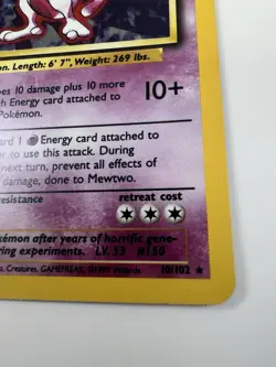 Pokemon TCG Mewtwo Rare Holo Card #10/102 Base Set - Image 3