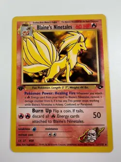Blaine's Ninetales 21/132 Rare Gym Challenge 1st Edition Pokemon Card - Image 1