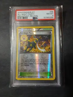 Pokemon TCG 2016 Xy Rev.foil Trainer Card All-night-party Breakpoint Psa 8 - Image 1