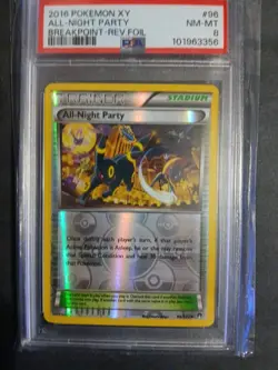 Pokemon TCG 2016 Xy Rev.foil Trainer Card All-night-party Breakpoint Psa 8 - Image 3