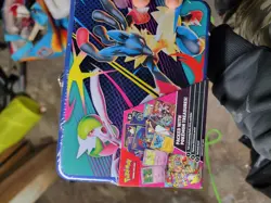 Pokemon Lunch Box Tin with 6 Packs 2 Foil Cards - Image 1