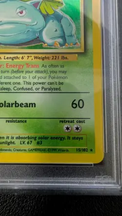 Pokemon TCG Base Set Venusaur 15/102 Holo PSA 4 VG-EX - Image 2