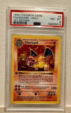 1999 POKEMON CHARIZARD HOLO 1ST EDITION SHADOWLESS #4 PSA 8 - Image 1