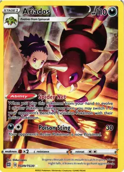 Pokemon TCG Ariados Sword & Shield: Brilliant Stars TG09/TG30 Secret Rare VLP - Image 1