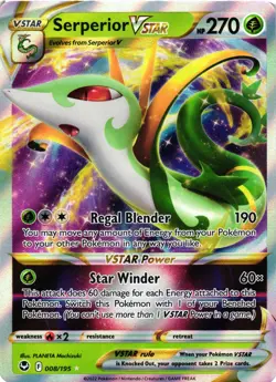 Pokemon TCG Serperior VSTAR Silver Tempest 008/195 Holo Ultra Rare NM - Image 1